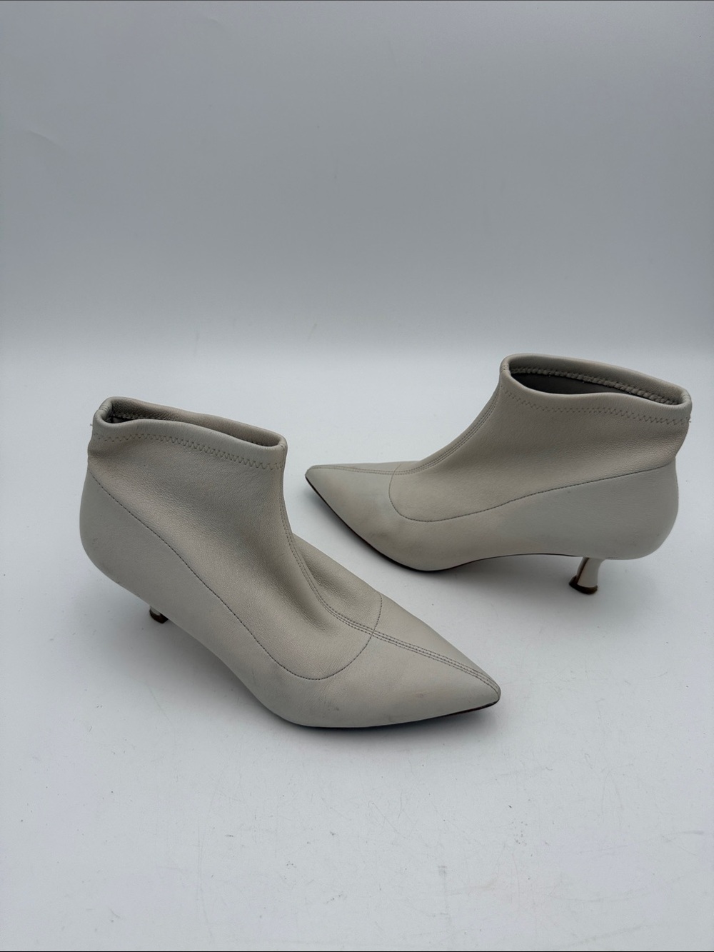 Something Navy Pointed Sock Ankle Boots in Light Taupe women 7.5NS Y2K fall goth